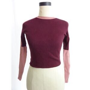 Zara color block knit long sleeve top Burgundy and Pink Size Small